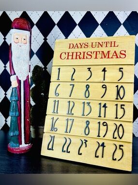 Rustic Wooden Santa &‎ Christmas Countdown Calendar Pair Set 20 Inch